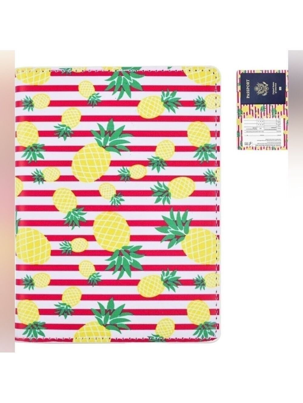 Passport and Vaccine Card Holder Combo in Pineapple Print - New In Package